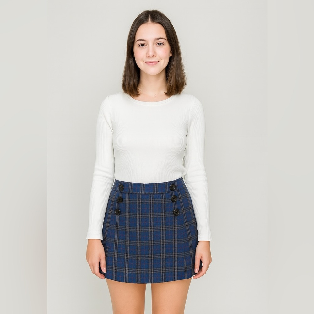 EUC GAP Plaid Wool Mini Skirt Size 6 Small schoolgirl academia preppy Classic